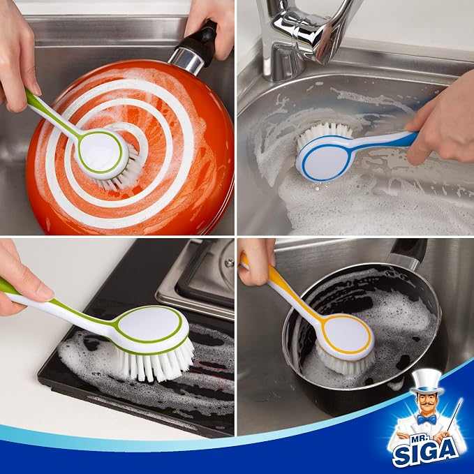 MR.SIGA Round Dish Brush with Suction Cup, kitchen sink cleaning, dish brush - Image 7