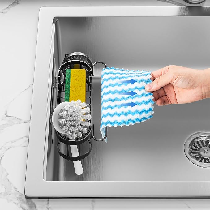 Cisily Kitchen Sink Caddy Sponge Holder in The Sink, Stainless Steel Kitchen - Image 7