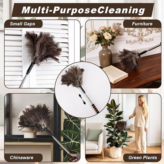 Extendable Ostrich Feather Duster 26-55 Inch, Natural Cleaning Duster - Image 5