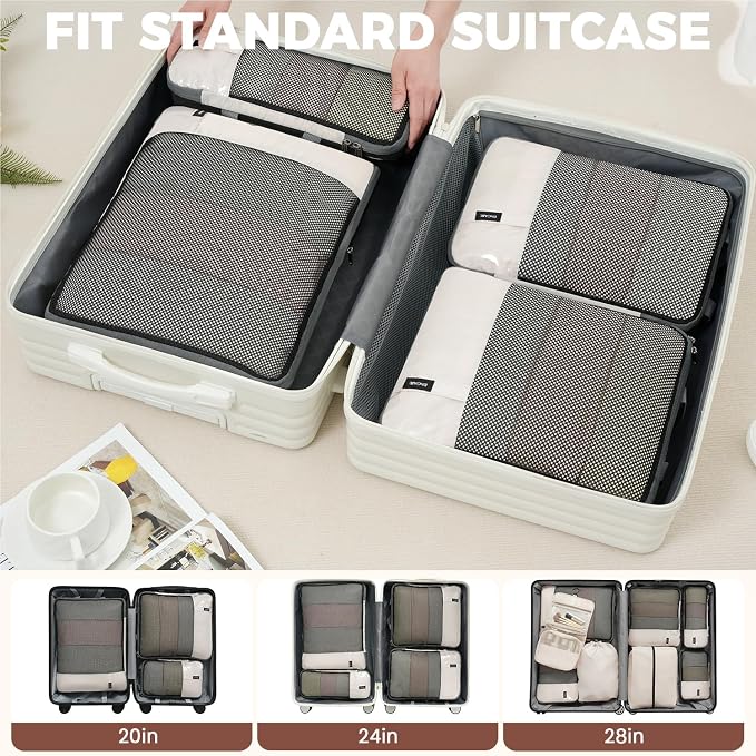 BAGAIL 4 Set/6 Set/8 Set Compression Packing Cubes Travel Accessories - Image 8