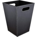 GORESE Pu Leather Trash Can for Bedroom, 16L/4.2 Gallon Office Wastebasket with Handles for Near Desk, Black Bathroom Garbage Cans for Home Decorative, Square Waste Basket Bin for Dorm Easy to Clean