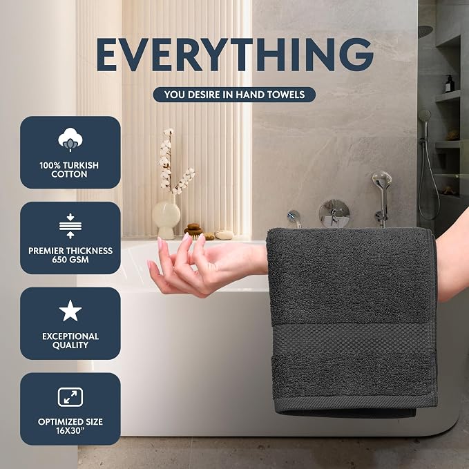 White Classic Luxury Charcoal Hand Towels - Image 2