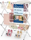 Oversize 3-Tier Clothes Drying Rack, No Install, Non-slip feet, Tool-free Setup by APEXCHASER