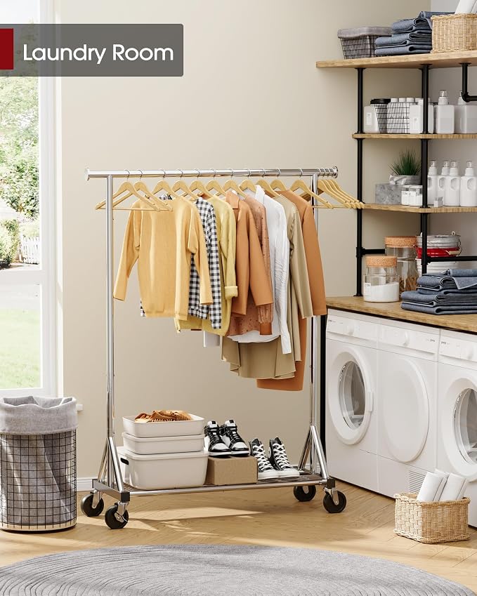 Sakugi Heavy Duty Stainless Steel Rolling Clothes Rack - Image 9