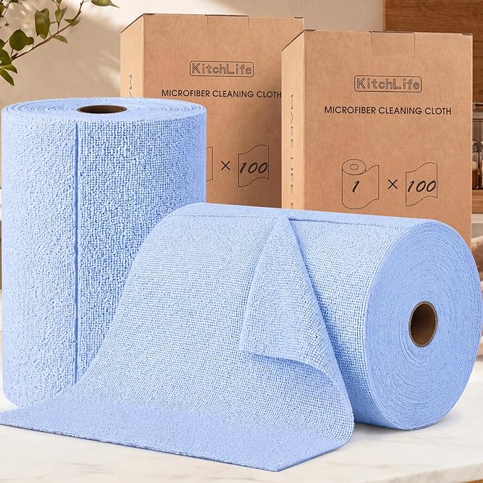 KitchLife Microfiber Cleaning Cloth Roll, 200 Pack by OverDoorHooksKitchenSupplies