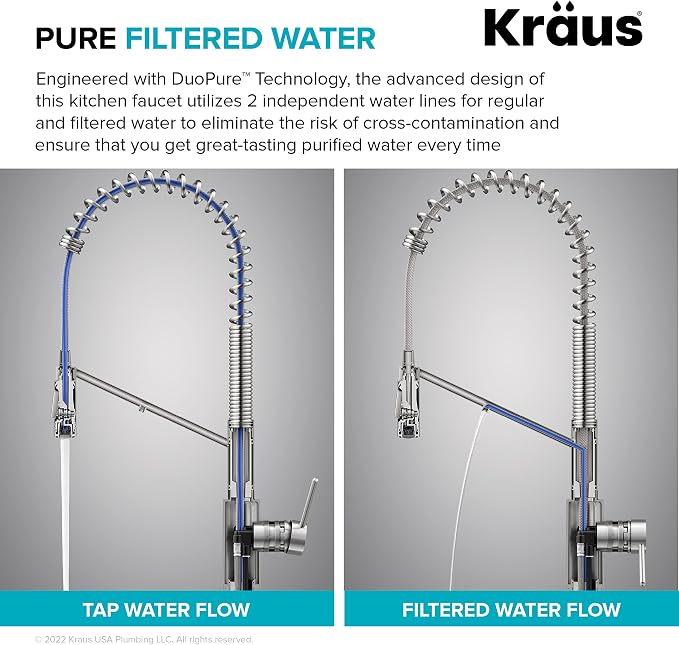 KRAUS Oletto 2-in-1 Commercial Style Pull-Down Single Handle Water Filter - Image 7