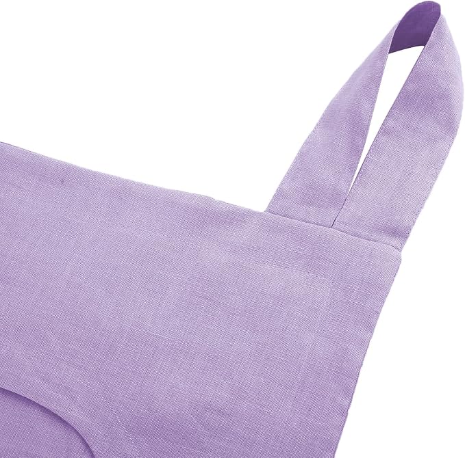 Amazhiyu 100% Linen Door Hanging Laundry Hamper Bag, 19x27 Inches Lilac - Image 2