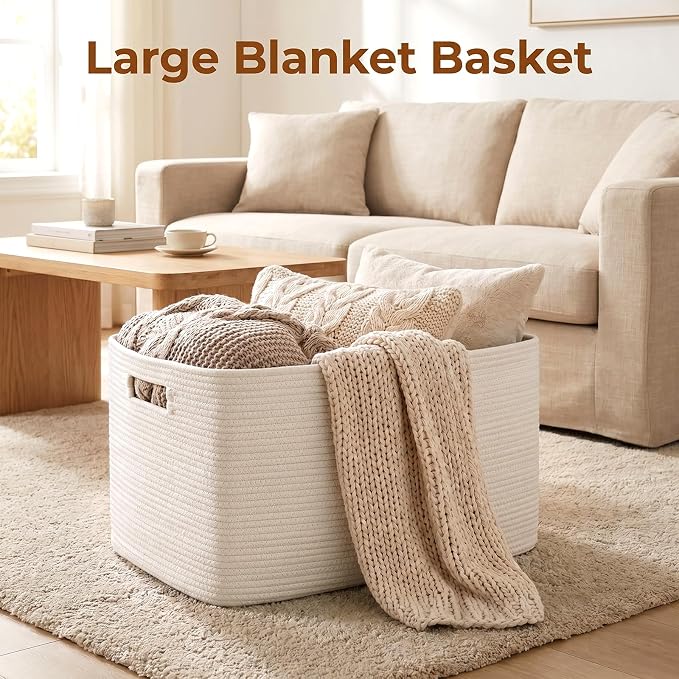 OIAHOMY 75L Large Blanket Basket Woven Storage Basket - Image 2