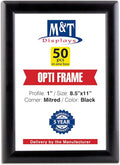M&T Displays 8.5 x 11 Picture Frame, Front Loading Diploma Frame, Black Color, 1" Profile Size, 50 Packs