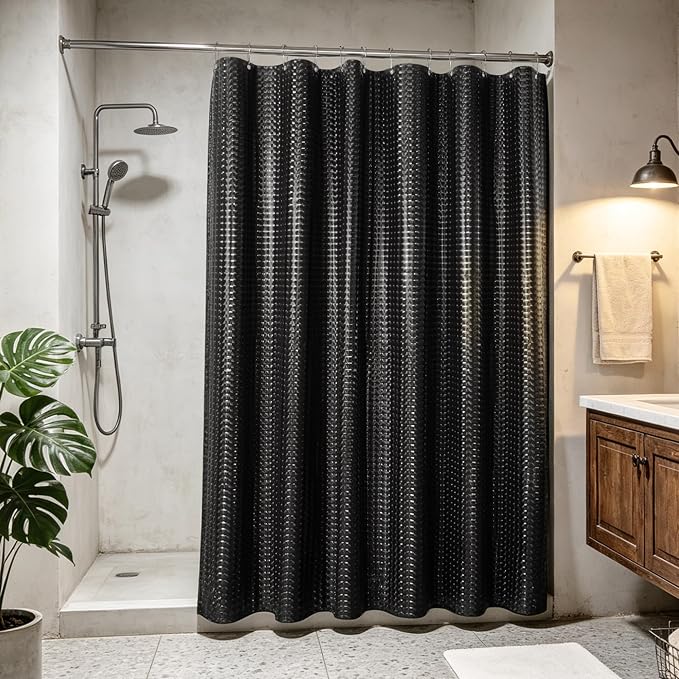 Barossa Design Extra Long Shower Curtain Liner Dimensional Black - Image 8