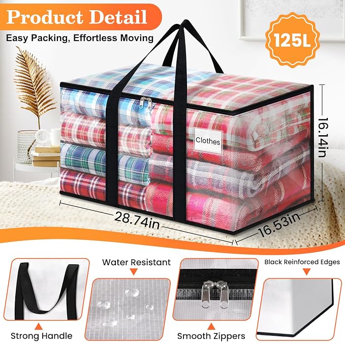 Moving Bags, Extra Large Heavy Duty Storage Bags, 6 Packs | Packing Bags - Image 3