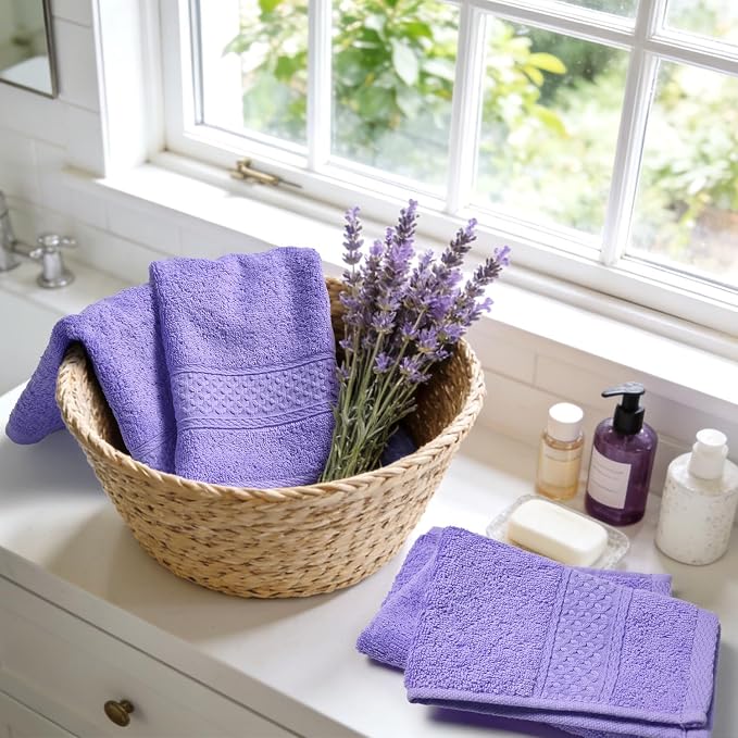 Cleanbear Wash Cloths Cotton Facecloths Set of 6, 13 by 13 Inches | Large - Image 5