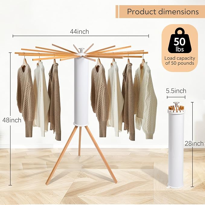 ZOFGENOW Clothes Drying Rack, Rotary Foldable Stand - Image 3
