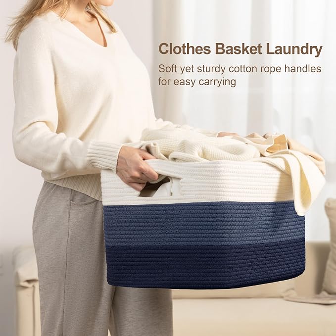86L Large Woven Laundry Basket Hamper - Image 3