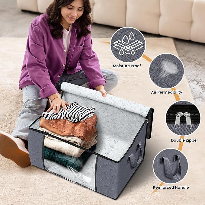 10 Pack Storage Bags for Clothes Blanket Storage Bins - Image 4