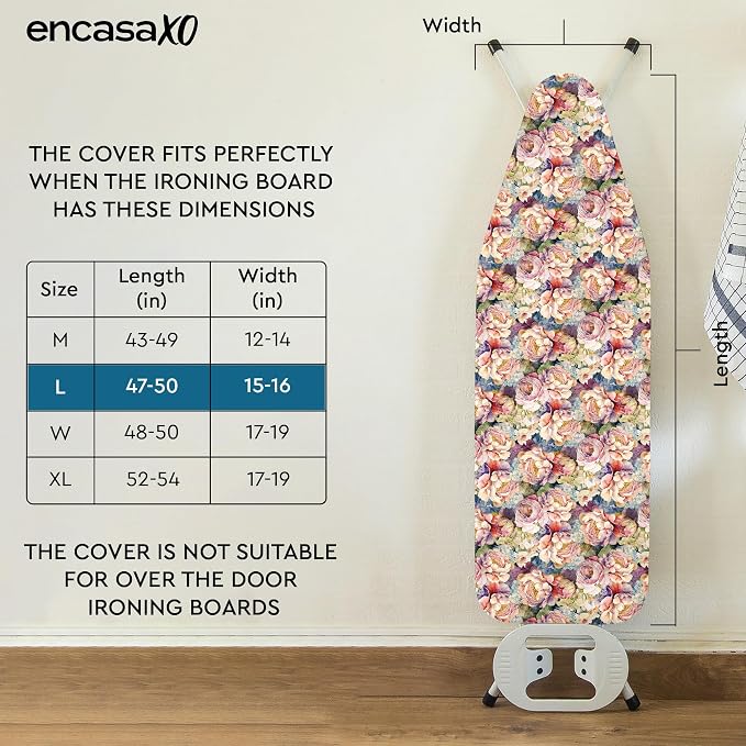 Encasa XO Padded Ironing Board Cover and Pad 54"x15" Wildflowers - Image 2