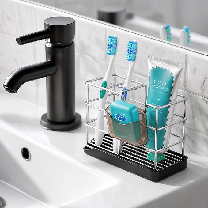 HBlife Toothbrush Holders for Bathrooms Silver, Small Stainless Steel Bathroom - Image 7