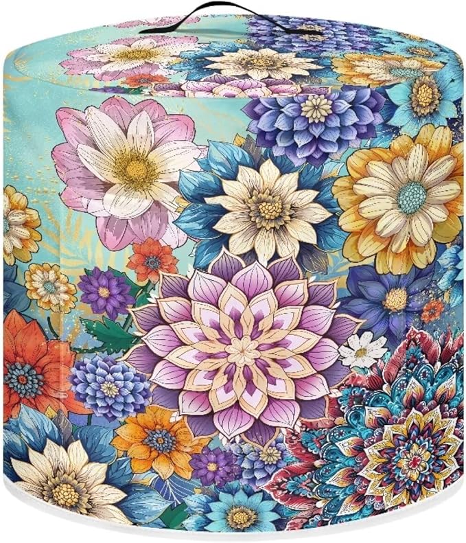 TODIYADDU Colorful Boho Mandala Pressure Cooker Cover with Handle and Storage Pocket for Instant Pot, Polyester, Multicolor, Not Water Resistant