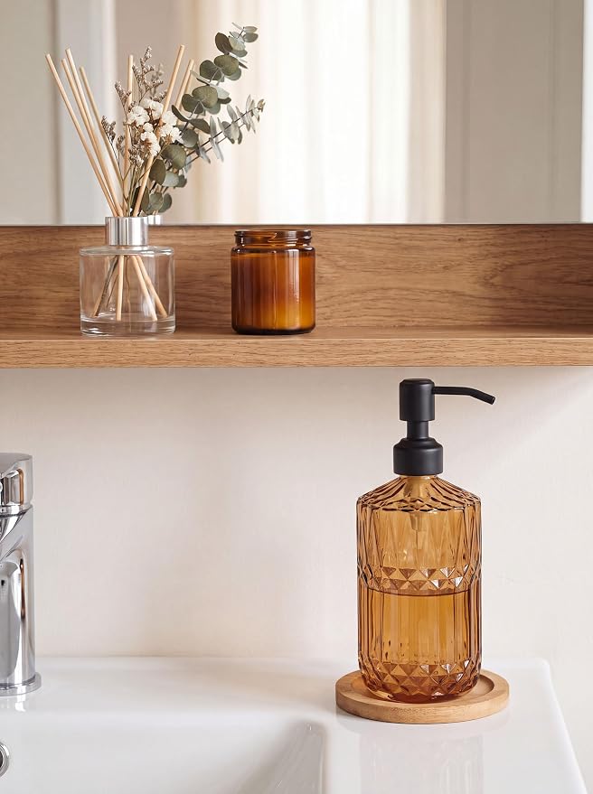 JASAI 18Oz Amber Glass Soap Dispenser - Image 6