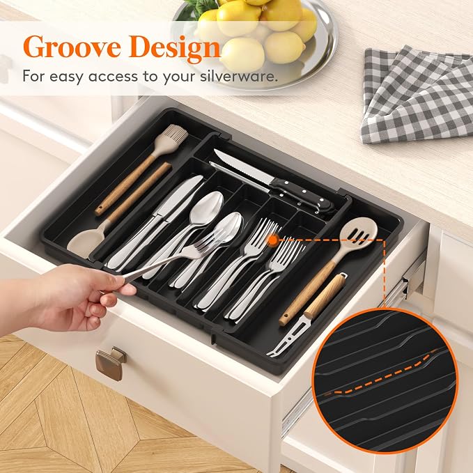 Lifewit Expandable Silverware Drawer Organizer, Kitchen Utensil Tray | BPA-free - Image 9