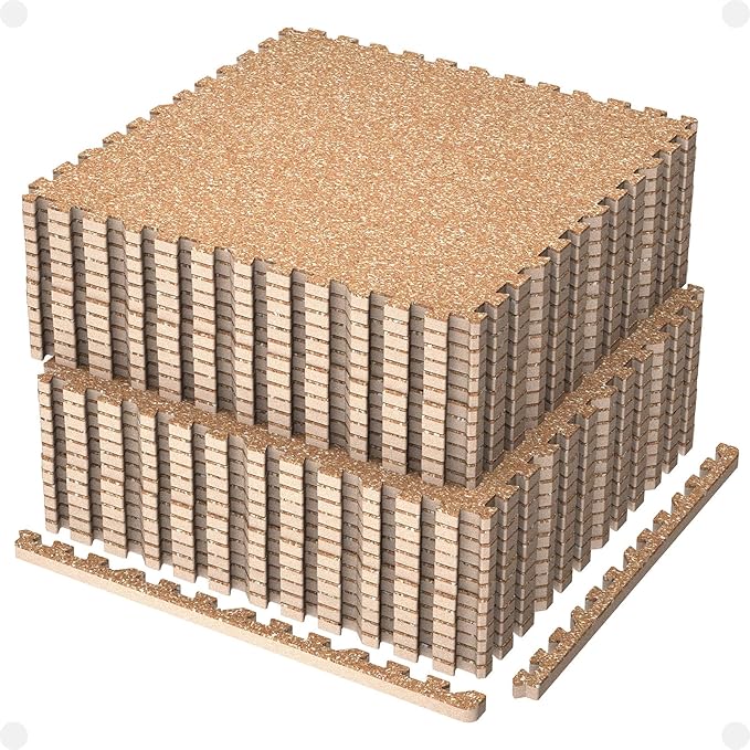 AIRHOP 0.56in Thick 96 Sq Ft Exercise Equipment Mats, 24 Tiles Upgraded Rubber Top with High Density EVA Foam, Large Interlocking Puzzle Gym Flooring for Home Gym, Heavy Weight Workout, 24 x 24in