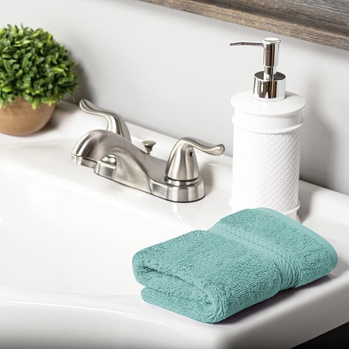 SUPERIOR Egyptian Cotton Plush & Absorbent, Face Towel Set of 6, Turquoise | - Image 3