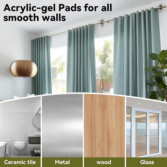 4 Pack Adhesive Curtain Rod Holders No Drilling | Renter Friendly Curtain Rod - Image 4