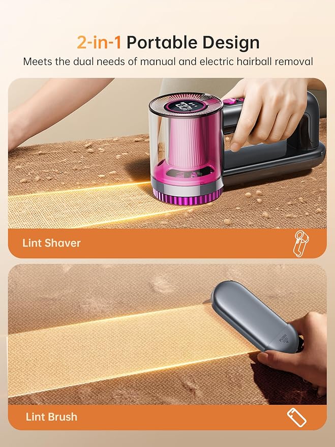 2-in-1 Rechargeable Fabric Shaver & Lint Remover, 1800mAh | 3-Speed Lint Shaver - Image 8