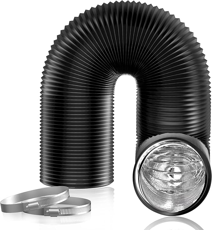 Hon&Guan 6 inch Air Duct - 16 FT Long, Black Flexible Ducting HVAC Ventilation Air Hose for Grow Tents And Ventilation System.
