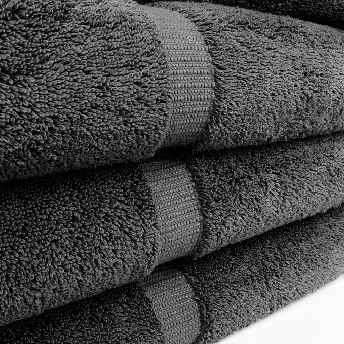 Chakir Turkish Linens 100% Cotton 4-Pack Bath Towels 30x60, Dark Gray | Premium - Image 4