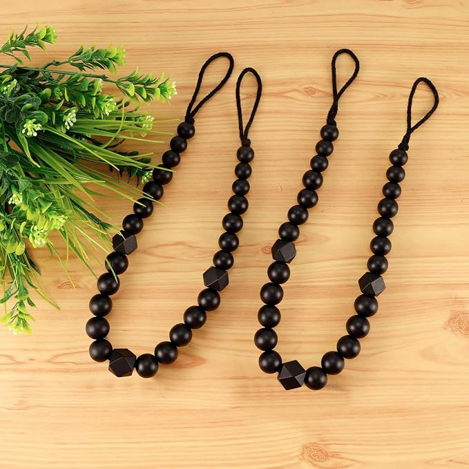 KLOGTSIND Wood Bead Curtain Tiebacks, 6 Pack Curtain Tie Backs - Image 6
