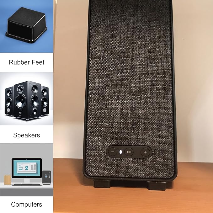 Clear Tall Square Adhesive Rubber Bumper Pads - Rubber Feet for Speakers, Electronics, Furniture, Appliances, Audio Equipment - 50 Pieces
