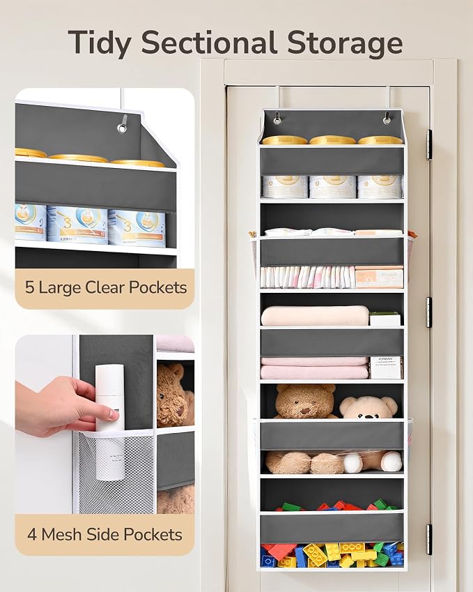 ULG 1 Pack Over Door Organizer Hanging Storage Dark Gray - Image 5