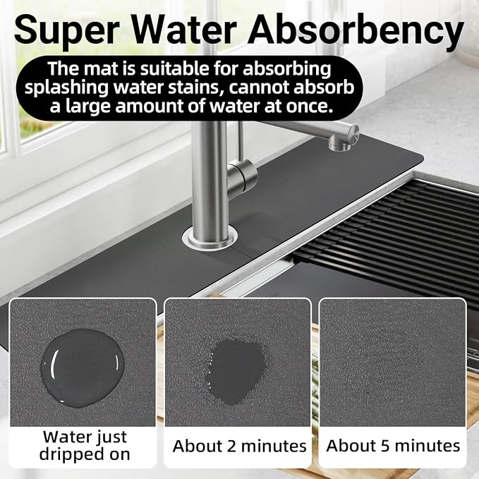 LOPNUR Cuttable Faucet Mat for Kitchen Sink, Long 24x5.5 Inch, Dark Grey | - Image 5
