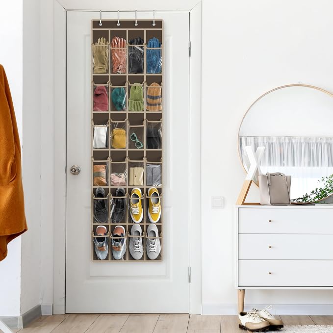 Simple Houseware 24 Pockets Clear Over the Door Shoe Organizer, 4 Durable Metal - Image 8