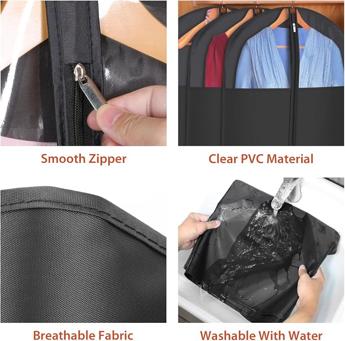 Univivi Garment Bag Suit Bag for Storage and Travel, 65 Inch, Oxford Fabrics - Image 3
