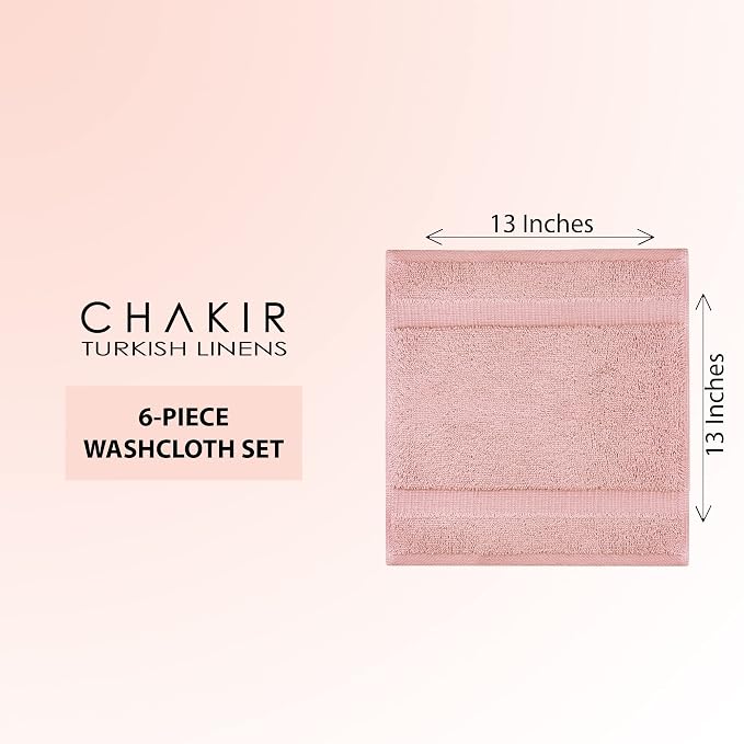 Chakir Turkish Linens 100% Cotton 6-Pack Washcloths 13x13, Oeko-Tex Certified - Image 4