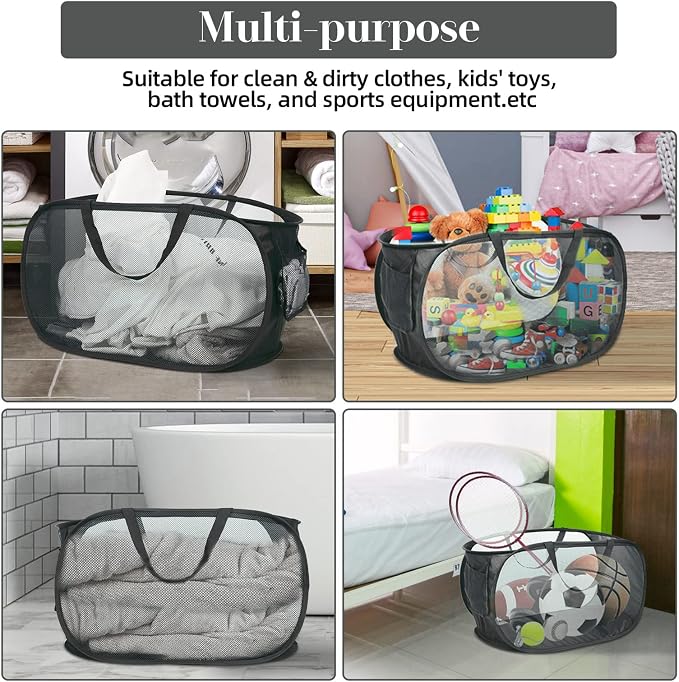2 Pcs Durable Collapsible Laundry Baskets - Image 3