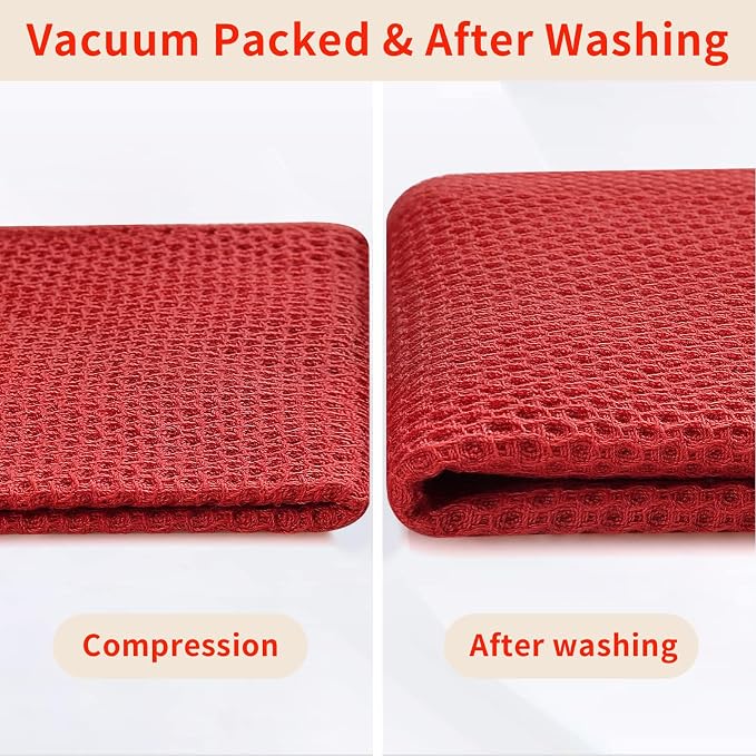 Homaxy 100% Cotton Waffle Weave Kitchen Dish Cloths 6-Pack, Brick Red | 12 x 12 - Image 7
