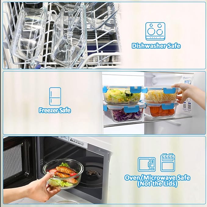 M MCIRCO 30 Piece Extra Large Glass Food Storage Containers - Image 4