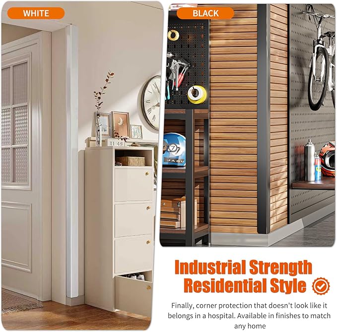 0.5x0.5x48 Inches 304 Stainless Steel Wall Corner Guards (10-Pack) Heavy Duty Rounded Corner Protector, Smooth Folded Edge Design for Wall Protection 90° Angle Metal Edge Black Guard