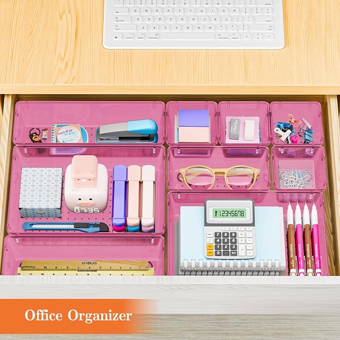 SpaceHacks 25 PCS Plastic Drawer Organizer, 4-Size Versatile Organizer Trays & - Image 7