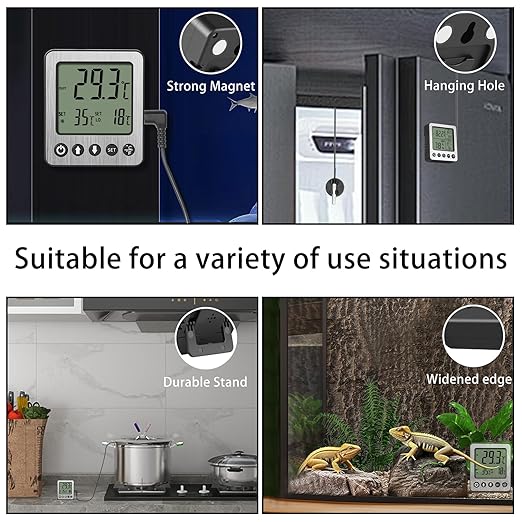 Refrigerator Thermometer Freezer Alarm Digital Freezer Thermometer Fridge Thermometer with Extra Sensor high and Low Temperature Alarm (1, Black, ZZ10)