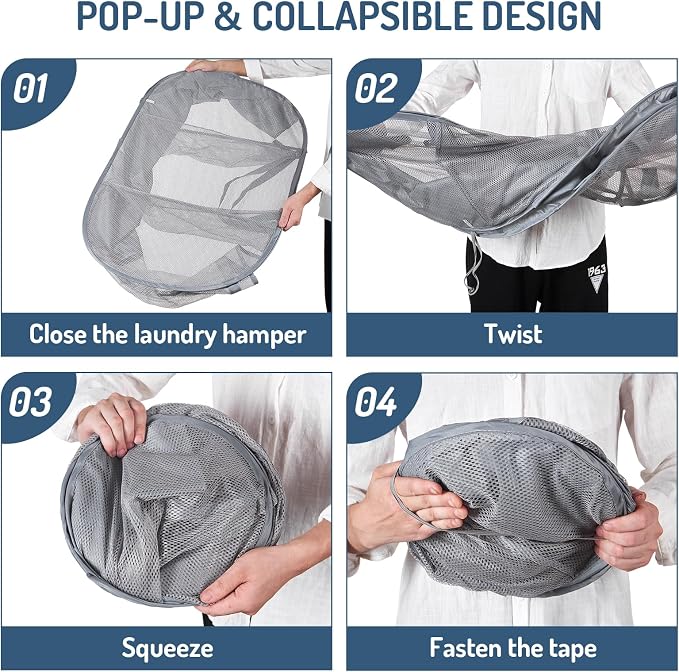 Seiritex Mesh Popup Laundry Hamper 3 Compartment Sortable Horizontal - Image 7