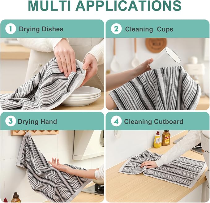 SALAS Kitchen Dish Towels for Drying Dishes, Large Cotton Kitchen Cloths Hand - Image 5
