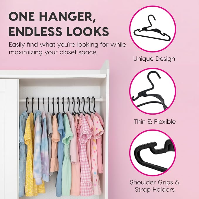 IRIS USA Extra Small Hangers 50 Pack, 11.87" W x 6.75" H, Shoulder Grooves - Image 3