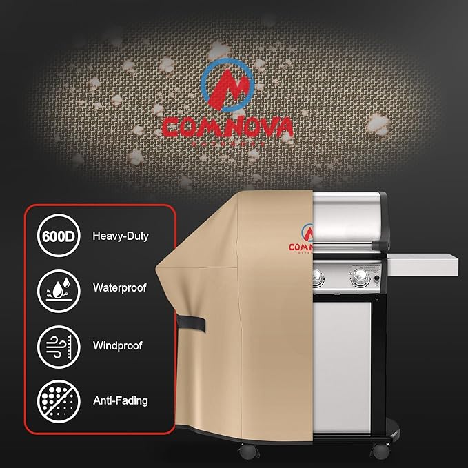 Comnova Grill Cover 58 Inch - 600D BBQ Cover for Outdoor Grill Waterproof and Heavy Duty, 58 Inch Barbecue Gas Grill Covers for Weber, Char-Broil, Nexgrill, Monument, Dyna-glo, Brinkmann and More