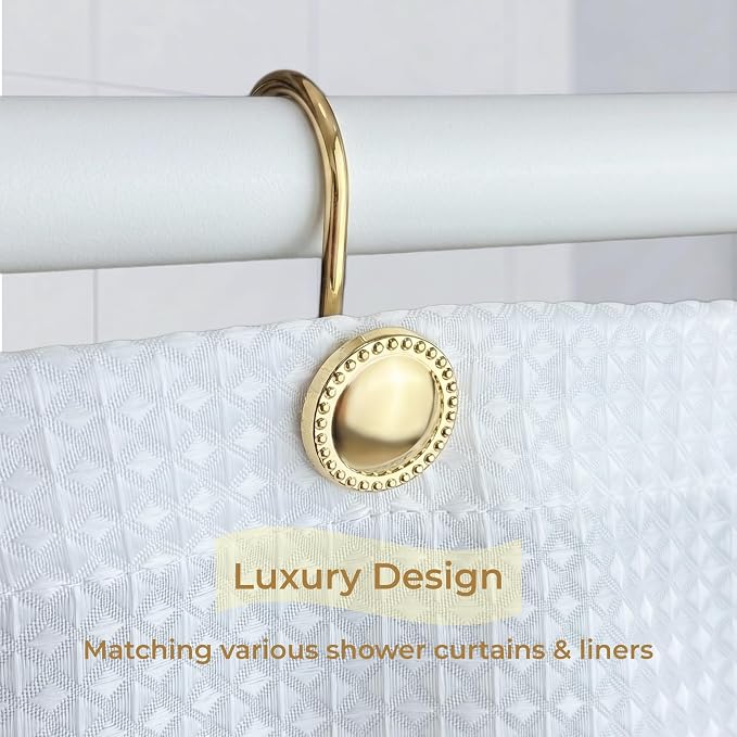 Shower Curtain Hooks, Rust-Resistant Decorative Rings, Smooth Glide, Circular - Image 4