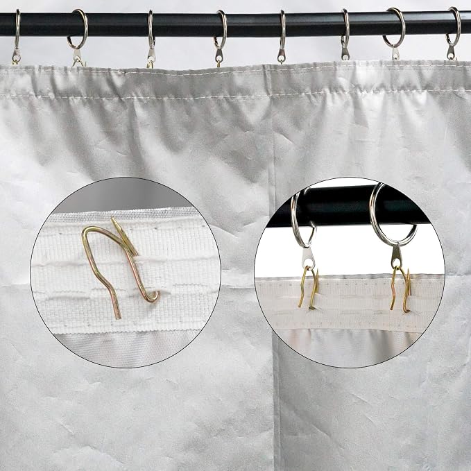 58 Pcs Mini Metal Curtain Hooks, Nydotd Rustproof Metal Hooks Heavy-Duty Offset - Image 5