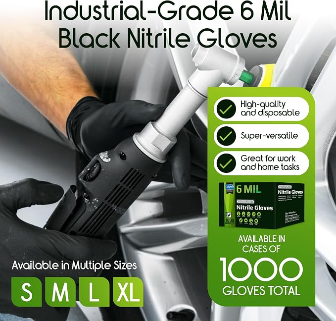 Inspire 6 or 8 Mil HEAVY DUTY Stretch Nitrile Black Gloves Disposable Latex Free - Image 2